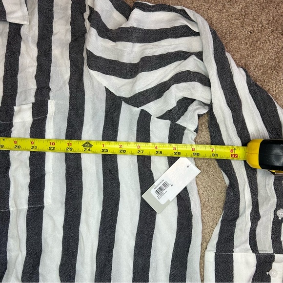 BP Women’s Blouse 4X Button Black and White Striped Button Down Viscose NWT - Picture 9 of 10
